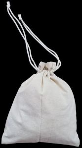 White Cotton Drawstring Bag