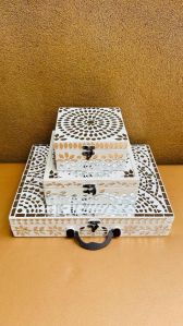 EKAM BAZAAR MDF WHITE Designer Wooden Jewellery Boxes, Shape : Rectangular, SQUARE