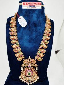 Long Nakshi Pachi Haram Necklaces