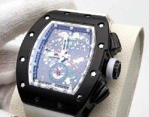 Richard Mille RM 11-01 Roberto Mancini Flyback Chronograph White Rubber Strap Watch