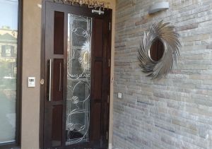 Stained Glass Silver Finish Door For Home, Office