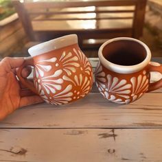 Terracotta White Design Mugs