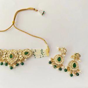 Gold Plated Emerald Necklace Set