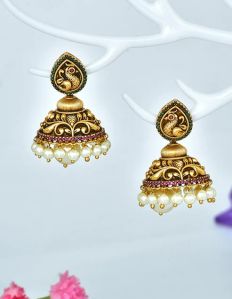 Peacock Zirconia Jhumka