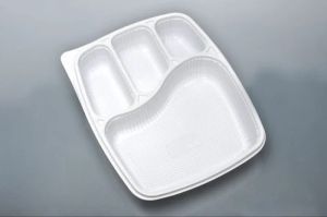 4 Compartment White PP Meal Tray