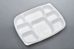 8 Compartment White PP Meal Tray