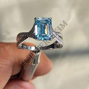 3 Ct Blue Lab Grown Diamond Ring
