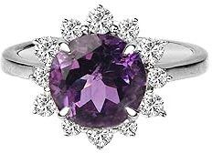 Certified Amethyst Solitaire Sunburst Ring