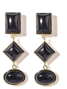 Created Black Cats Eye Gold Plated Drop Earrings