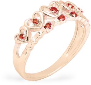 Ladies 925 Sterling Silver Garnet Crown Rose Gold Plated Ring