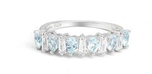 Ladies 925 Sterling Silver Premium Round Sky Blue Topaz Ring