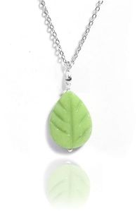 Lucky Jade Carved Petal Gemstone Silver Chain Pendant