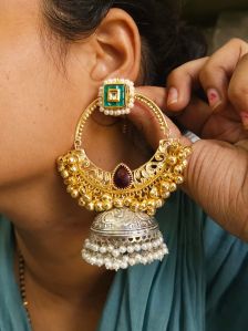 Chandbali Earrings, Shape : Round