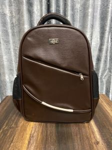 Synthetic Plain Laptop Backpack Bags, Color : Brown