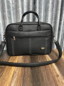 Rexine Plain Office Laptop Bag, Color : Black