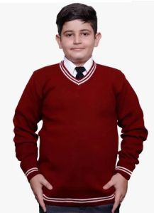 Plain Wool Boys School Sweater, Neck Style : V Neck