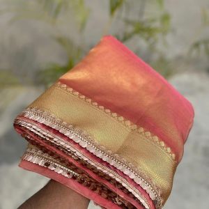 Banarasi Dyeable Tissue Lace Saree, Technics : Machine Made