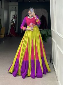 Multi Color Patch Work Pure Rayon Lehenga Choli