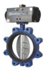 Wafer Lug Type Lined Pneumatic Operated Butterfly Valve