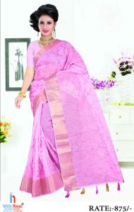 Ladies Baby Pink Cotton Silk Saree