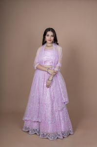 Ladies Lavender Party Wear Lehenga Choli