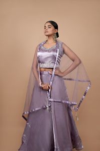 Ladies Onion Pink Satin Lehenga Choli