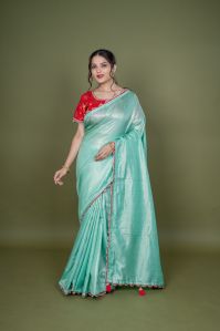 Ladies Light Green Jari Cotton Saree