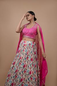 Ladies Printed Georgette Lehenga Choli