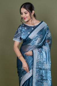 Ladies Teal Blue Simar Silk Saree