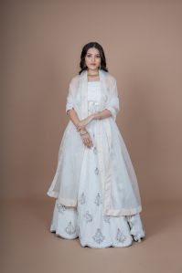 Ladies White Party Wear Lehenga Choli