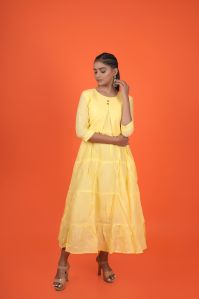 Ladies Yellow Anarkali Kurti