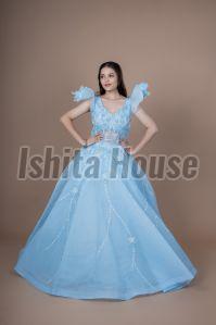 Ishita House Rayon Ladies Embroidered Gown, Packaging Type : Plastic Bag