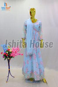 Ladies Floral Print Anarkali Suit, Technics : Machine Made