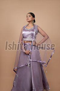 Ladies Onion Pink Satin Lehenga Choli, Technics : Machine Made