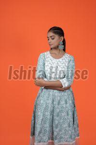 Ishita House Ladies Printed Cotton Kurti, Packaging Type : Plastic Bag