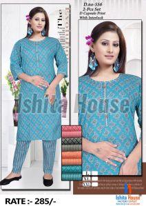 Ladies Straight Cotton Kurti Set