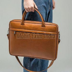 Plain Leather Laptop Bag, Color : Brown