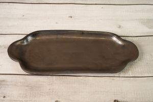 Brown Ash Stoneware Rectangle Platter With Handle