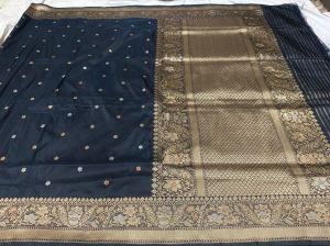 Black Cotton Khadi Saree