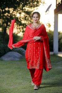 Ladies Crepe Hand Embroidery Suit