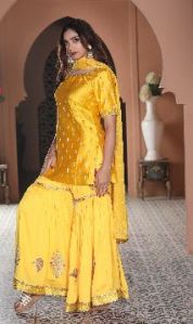 Ladies Silk Gharara Suit