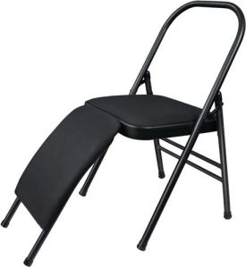 IRIS Polished Iron Foldable Yoga Chair, Color : Black