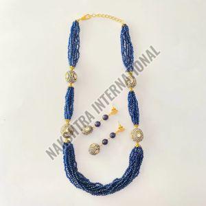 Blue Bead Diamond Ball Necklace Set