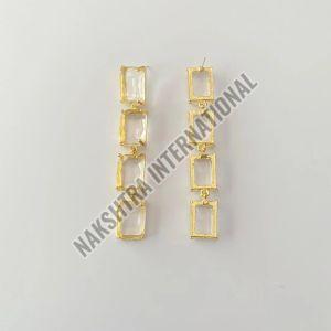 Polished Gold Plated Crystal Earrings, Gender : Female