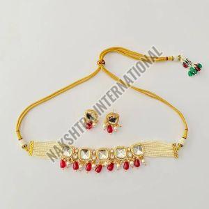 Gold Plated Diamond Polki Necklace Set