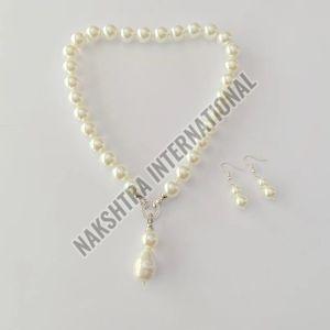 White Pearl Lock Necklace Set