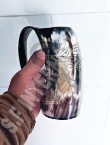 Buffalo Drinking Black & White Horn Mug