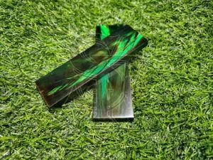 Dyed Buffalo Horn Green Strips Handle Scales