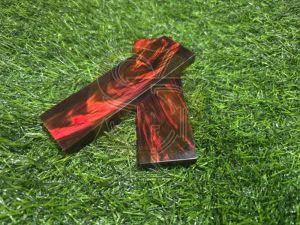 Dyed Buffalo Horn Red Strips Handle Scales