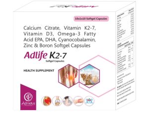 Calcium Citrate, Vitamin K2-7, Vitamin D3, Omega-3 Fatty Acid EPA, DHA, Cyanocobalamin, Zinc & Boron Softgel Capsules